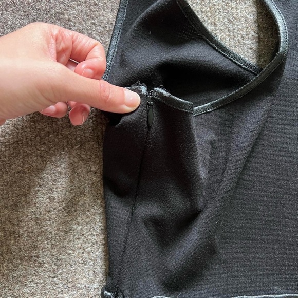 Black Jumper Dress with Lace Pattern Detail A-Line Skirt Bottom Womens Small - Picture 4 of 11